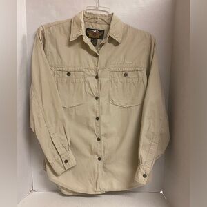 Women’s Harley-Davidson Tan Corduroy Button Down Shirt Size M